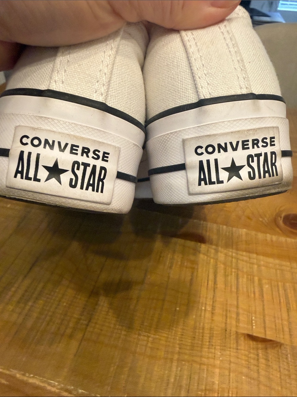 Converse White Canvas Low-Top Sneakers with Black Logo - Picture 6 of 8